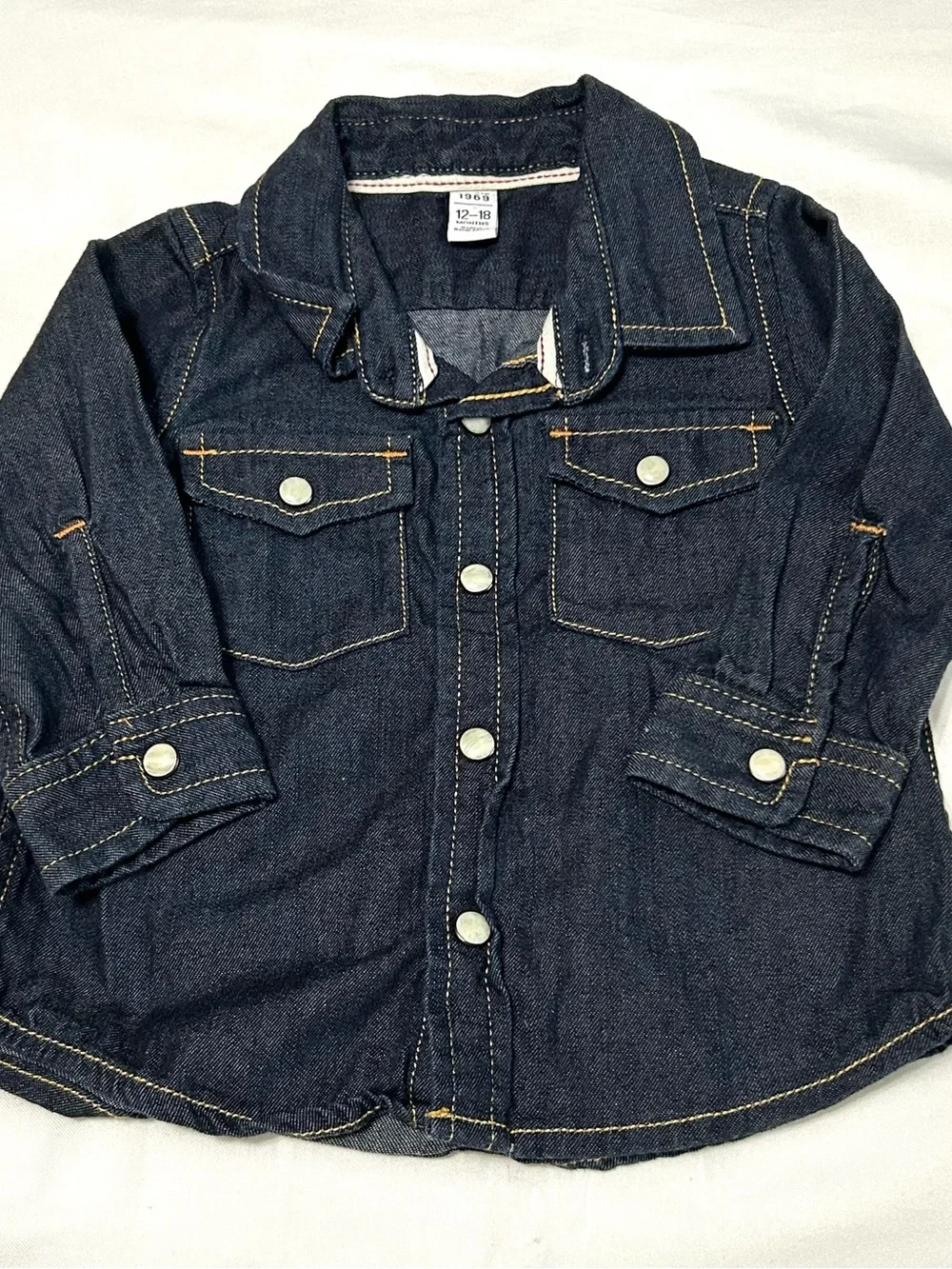 12-18 Month Long Sleeve Shirts Denim, Plaid and Sweater 3 pieces! Excellent!